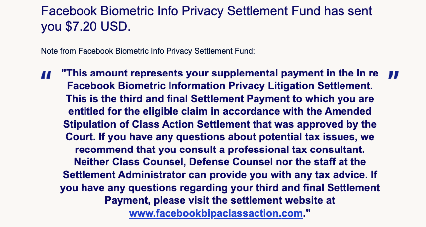 facebook biometric 3rd payment